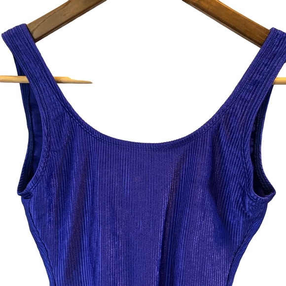 Vintage 90s Catalina royal blue ribbed one piece swimsuit low back 12 - Picture 4 of 15
